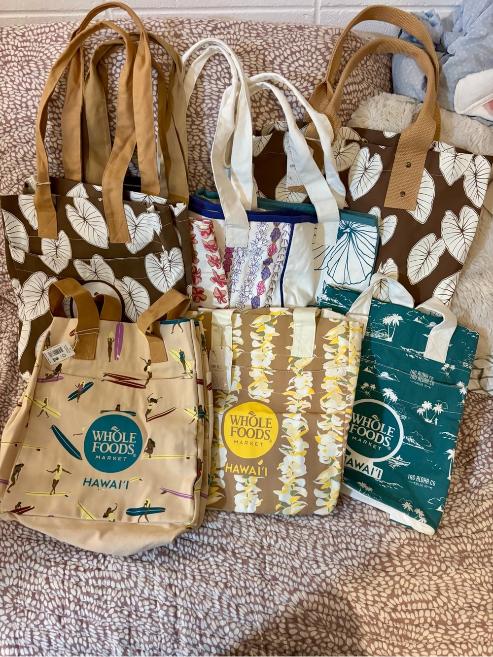 8 Tag aloha Hawaii Whole Foods tote bags